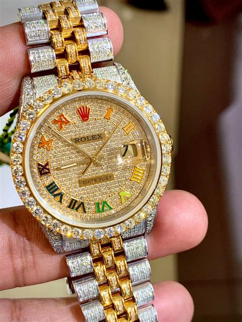 gold iced rolex jublee